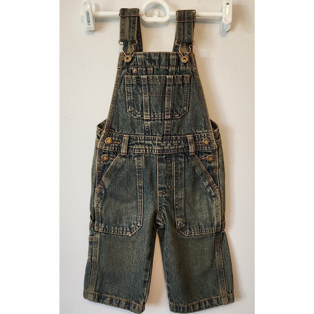 Genuine Kids OshKosh Denim Overalls Baby 12M Blue Carpenter Workwear Straps